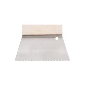   Rozsdamentes trapéz spatulya B2 (2mm) fogazású acélpengével ragasztókhoz, 18cm