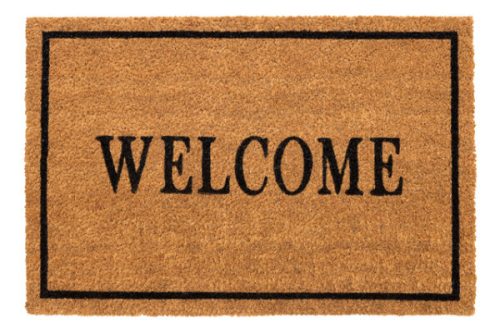 Lábtörlő, kókusz, festett mintás, "COCO-Welcome" 40x60 cm