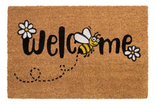 Lábtörlő, kókusz, festett mintás, "COCO-Bee" 40x60 cm