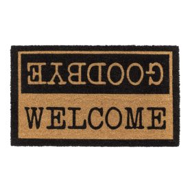   Lábtörlő, kókusz, nyomtatott mintás, "Ruco-WelcomeGoodbye" 45x75cm