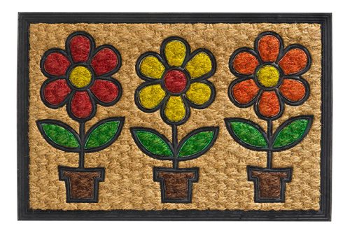 Lábtörlő, kókusz+gumi, strapabíró "Boucara-Flower" 40x60cm