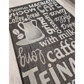   COFFEE szőnyeg, síkszövött, fekete-szürke, konyhai, 160x230