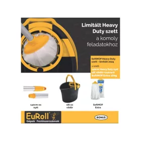   SoftMop-Heavy Duty felmosó szett, 18l fekete-sárga (vödör+nyél+mop)