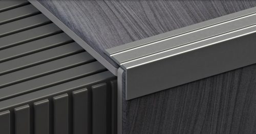 Öntapadós alumínium lépcsőélvédő, lezáró profil, 90cm, pezsgő, 10x24,5mm