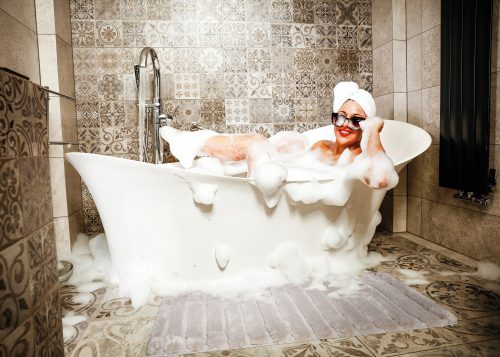Blanca fehér-bézs színű fürdőszobaszőnyeg, puha, 90x150cm