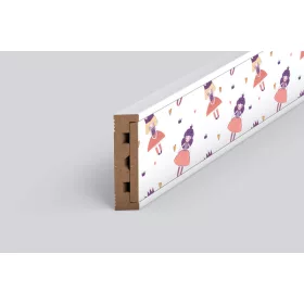   Királylányos szegőléc, fehér, kivehető, megfordítható dekorpanellel, 90mm magas, 200cm