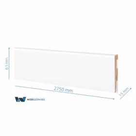   Fehér szegélyléc, "Amerikai design", 61mm magas, 275cm (M61)