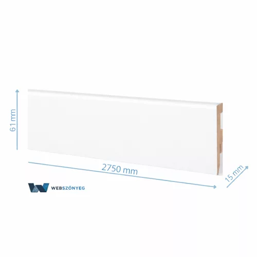 Fehér szegélyléc, "Amerikai design", 61mm magas, 275cm (M61)