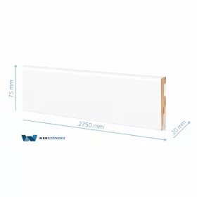   Fehér szegélyléc, "Amerikai design", 75mm magas, 275cm (M75)