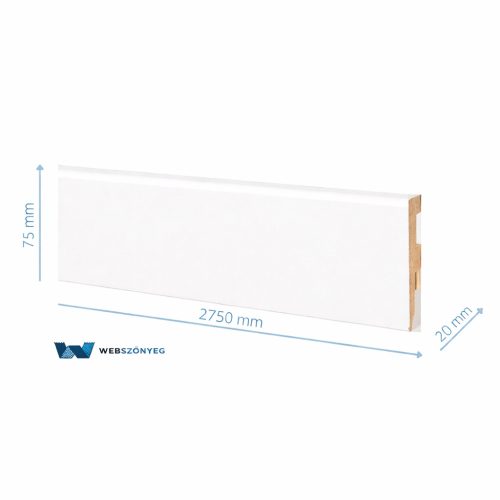 Fehér szegélyléc, "Amerikai design", 75mm magas, 275cm (M75)