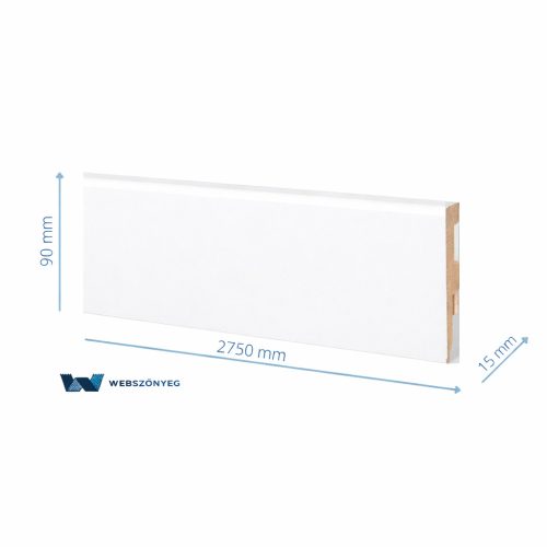 Fehér szegélyléc, "Amerikai design", 90mm magas, 275cm (M90)