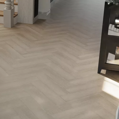 "SIMP" herringbone 4V fugás, vízálló SPC padlóburkolat (7 mm) alátéttel (Bigger5, Lion)