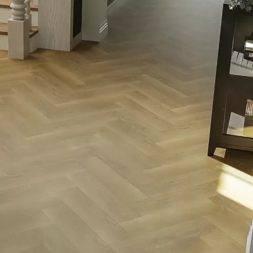 "BRO" herringbone 4V fugás, vízálló SPC padlóburkolat (7 mm) alátéttel (Bigger5, Lion)