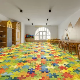 PUZZLE multicolor printelt padlószőnyeg, 400cm