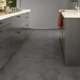   Tekercses vinyl (PVC) filc hátoldallal, "AMALFI" barna-szürke, csempe mintás, 200cm