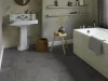 Tekercses vinyl (PVC) filc hátoldallal, "AMALFI" barna-szürke, csempe mintás, 400cm