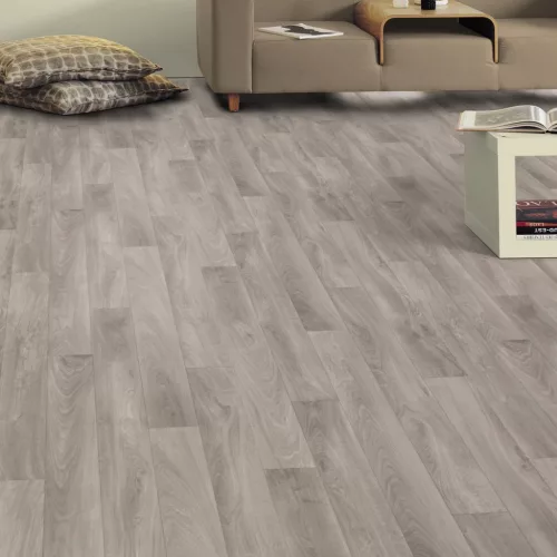 Tekercses vinyl (PVC) filc hátoldallal, "FRENCH-OAK" szürke francia tölgy, fa mintás, 200cm