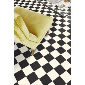   Tekercses vinyl (PVC), "BLACK-WHITE" fekete-fehér csempe mintás, 200cm