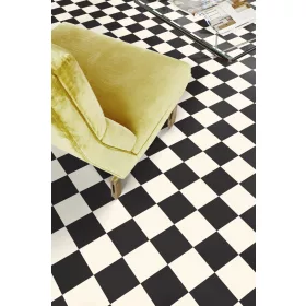   Tekercses vinyl (PVC), "BLACK-WHITE" fekete-fehér csempe mintás, 200cm
