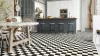 Tekercses vinyl (PVC), "BLACK-WHITE" fekete-fehér csempe mintás, 200cm