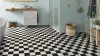 Tekercses vinyl (PVC), "BLACK-WHITE" fekete-fehér csempe mintás, 200cm