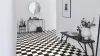 Tekercses vinyl (PVC), "BLACK-WHITE" fekete-fehér csempe mintás, 200cm
