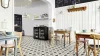 Tekercses vinyl (PVC), "CASTILLO" carbon, vintage-mediterrán, csempe mintás, 400cm
