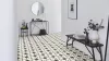 Tekercses vinyl (PVC), "CASTILLO" carbon, vintage-mediterrán, csempe mintás, 400cm