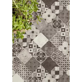   Tekercses vinyl (PVC), "ZARAGOZA" dark grey, modern, csempe mintás, 300cm