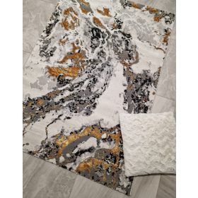   SUN "441" márvány mintás szőnyeg, 3D felület, puha, fehér-arany, 80x150cm