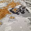 SUN "441" márvány mintás szőnyeg, fehér-arany, 80cm szett (3db-os)