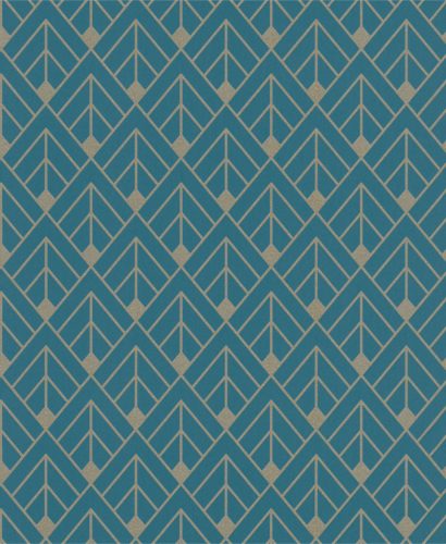 Tapéta tekercs (papír), absztrakt, türkiz-arany, "305524", 53cm x 10,05m (5,32m2)