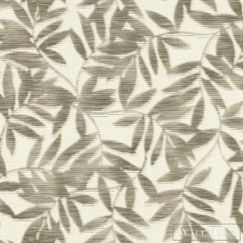 Tapéta tekercs (vlies), leveles fehér-zöld, "406313", 53cm x 10,05m (5,32m2)
