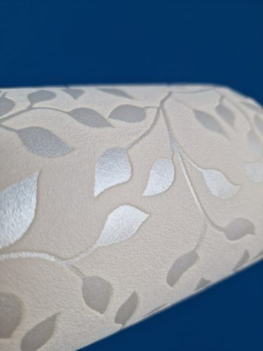 Tapéta tekercs (vlies), leveles krém-ezüst, "755718", 53cm x 10,05m (5,32m2)