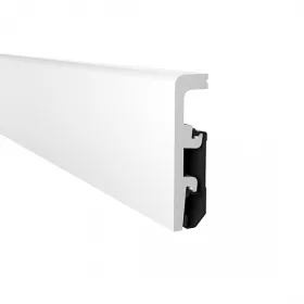   Vízálló műanyag fehér szegőléc kábelcsatornával, "V-0810", 80mm magas, 240cm
