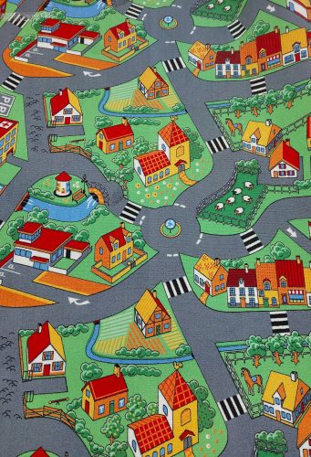 Városos, falvas gyerekszőnyeg, játszószőnyeg, 70x200