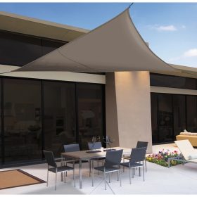   POLIÉSZTER napvitorla árnyékoló, háromszög alakú, barna, 3.6x3.6x3.6m