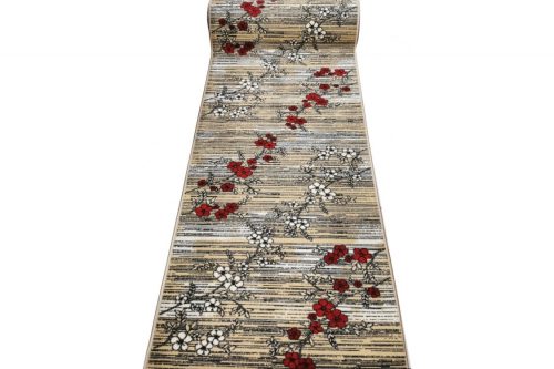 CHERRY virágos futószőnyeg, bézs-piros, 80cm széles
